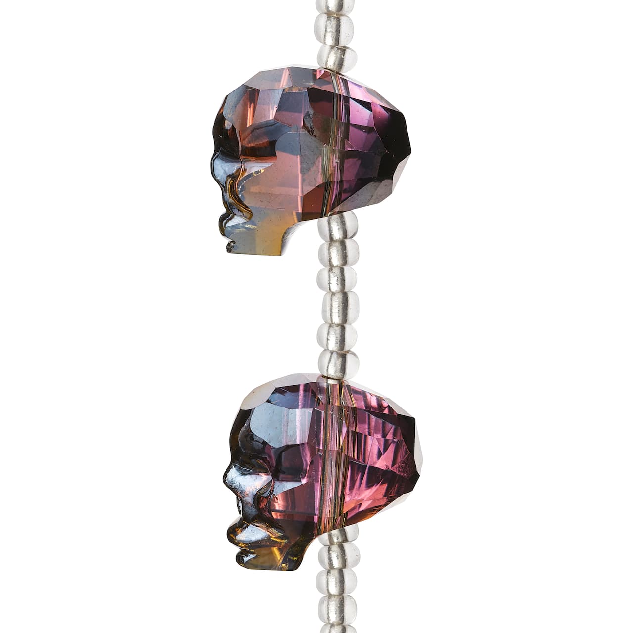 Gunmetal Faceted Glass Skull Beads by Bead Landing™, 20mm